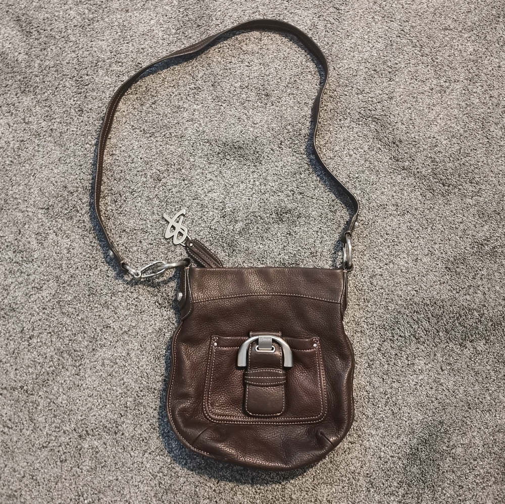 B Makowsky Brown Genuine Leather Crossbody Bag Purse